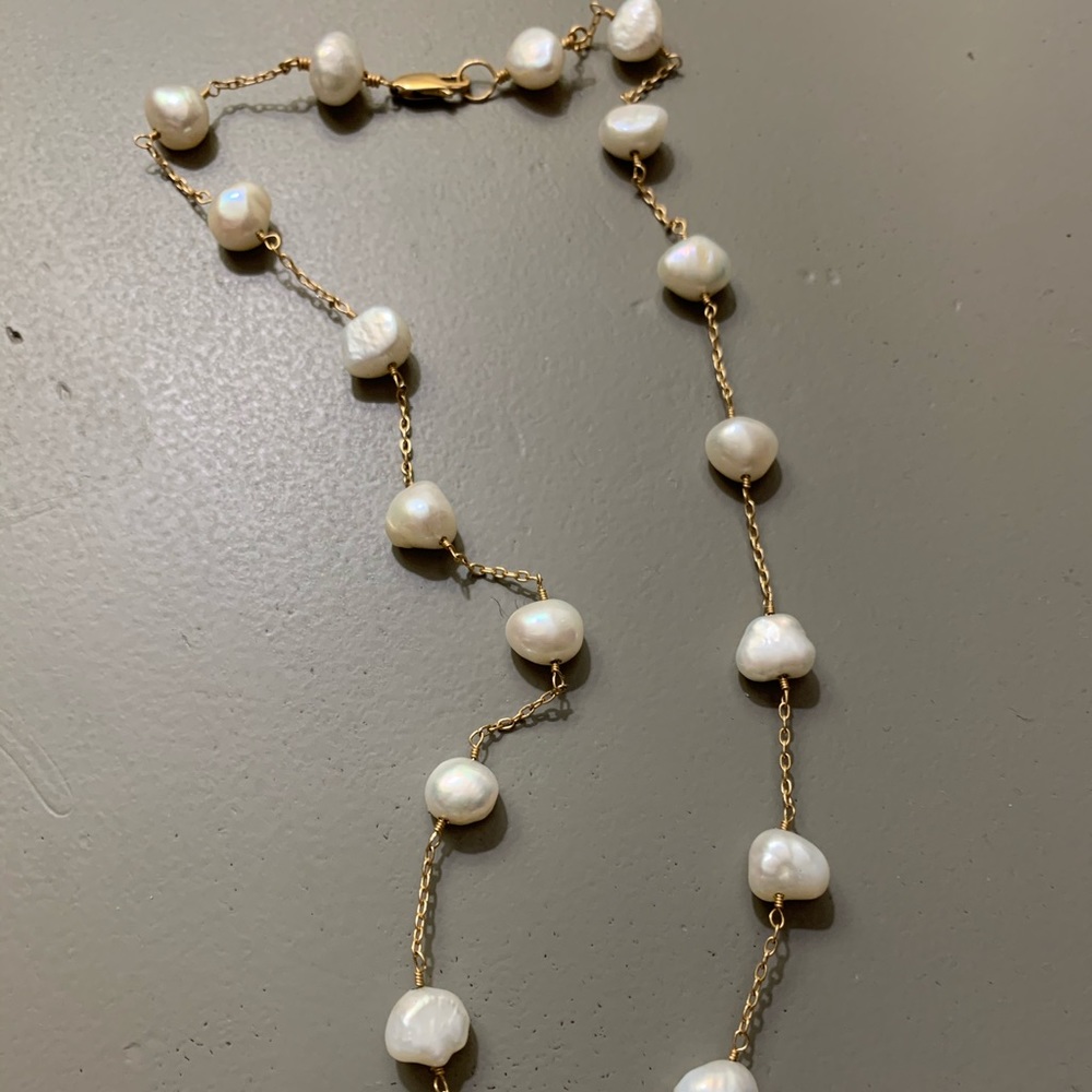 Freshwater Pearl Necklace in 14k Yellow Gold 17”